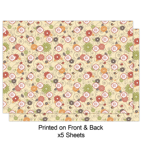 Fall Flowers Wrapping Paper Sheet - Double Sided - Front