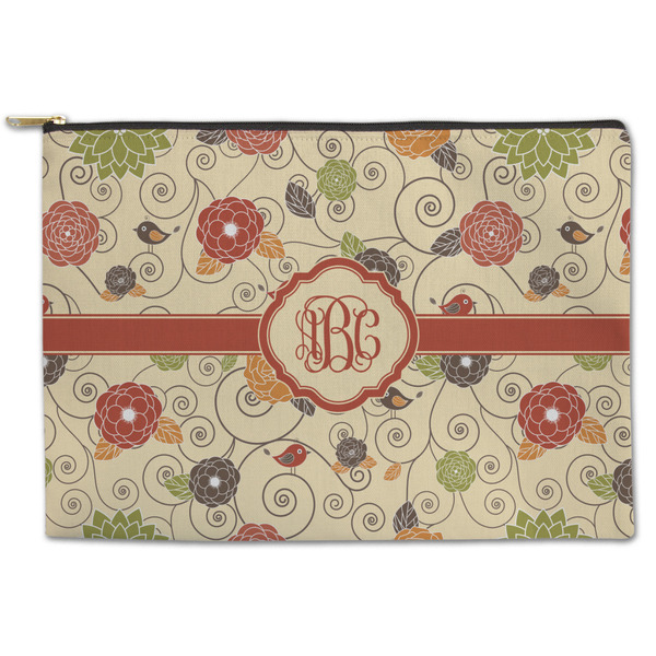 Custom Fall Flowers Zipper Pouch - Large - 12.5"x8.5" (Personalized)