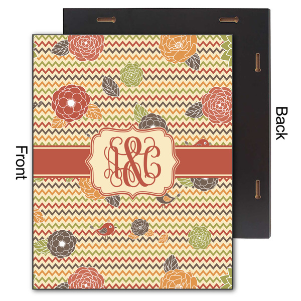 Chevron & Fall Flowers 11x14 Wood Print - Front & Back View