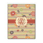 Chevron & Fall Flowers Wood Print - 11x14 (Personalized)