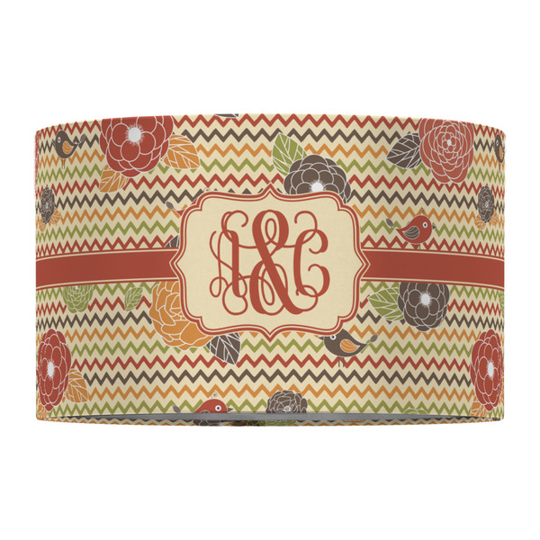 Chevron & Fall Flowers 12" Drum Lampshade - FRONT (Fabric)