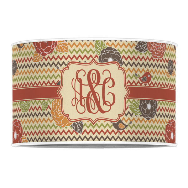 Chevron & Fall Flowers 12" Drum Lampshade - FRONT (Poly Film)