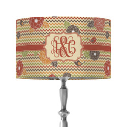 Chevron & Fall Flowers 12" Drum Lamp Shade - Fabric (Personalized)