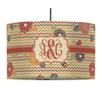 Chevron & Fall Flowers 12" Drum Pendant Lamp - Fabric (Personalized)