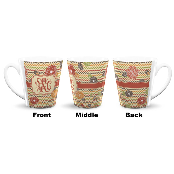 Chevron & Fall Flowers 12 Oz Latte Mug - Approval