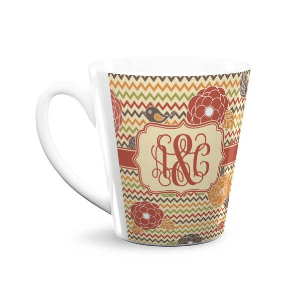 Chevron & Fall Flowers 12 Oz Latte Mug - Front