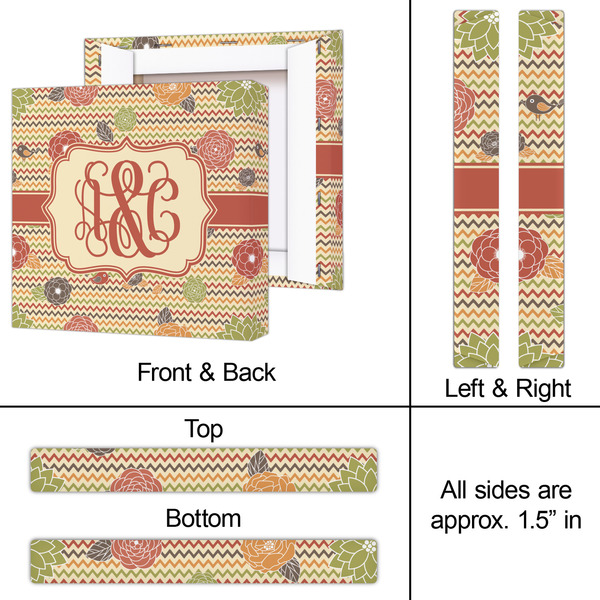 Chevron & Fall Flowers 12x12 - Canvas Print - Approval