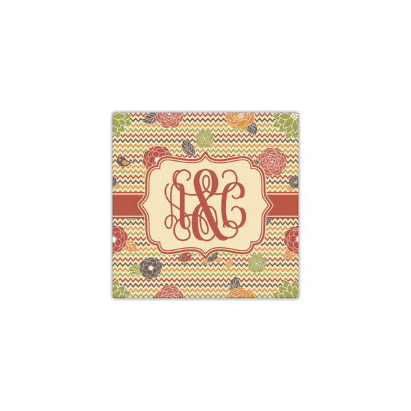 Chevron & Fall Flowers 12x12 - Canvas Print - Front View