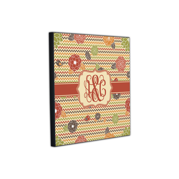 Chevron & Fall Flowers 12x12 Wood Print - Angle View