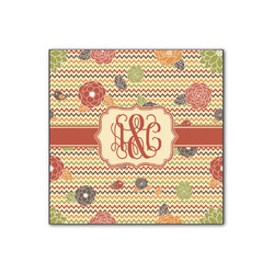Chevron & Fall Flowers Wood Print - 12x12 (Personalized)