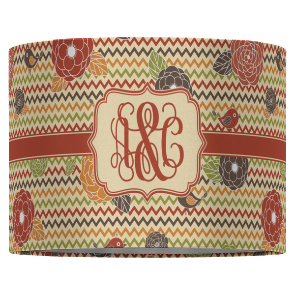 Chevron & Fall Flowers 16" Drum Lampshade - FRONT (Fabric)