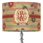 Chevron & Fall Flowers 16" Drum Lamp Shade - Fabric (Personalized)
