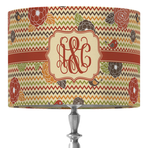 Custom Chevron & Fall Flowers 16" Drum Lamp Shade - Fabric (Personalized)