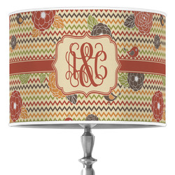 Chevron & Fall Flowers 16" Drum Lamp Shade - Poly-film (Personalized)