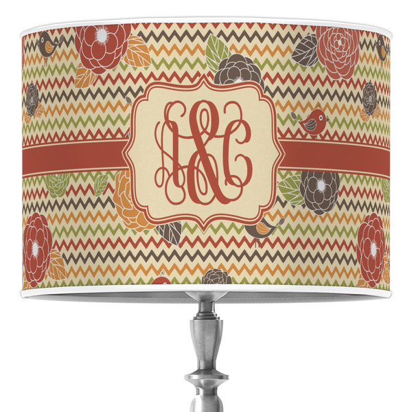Custom Chevron & Fall Flowers Drum Lamp Shade (Personalized)