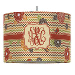 Chevron & Fall Flowers 16" Drum Pendant Lamp - Fabric (Personalized)