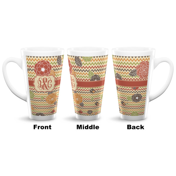 Chevron & Fall Flowers 16 Oz Latte Mug - Approval