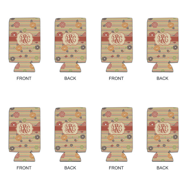 Chevron & Fall Flowers 16oz Can Sleeve - Set of 4 - APPROVAL
