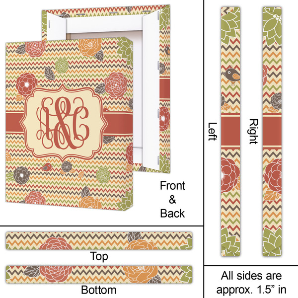 Chevron & Fall Flowers 16x20 - Canvas Print - Approval