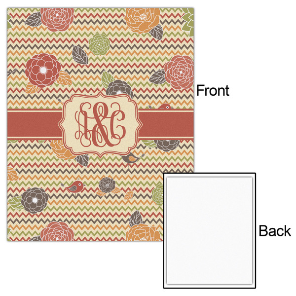 Chevron & Fall Flowers 16x20 - Matte Poster - Front & Back