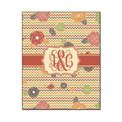 Chevron & Fall Flowers Wood Print - 16x20 (Personalized)