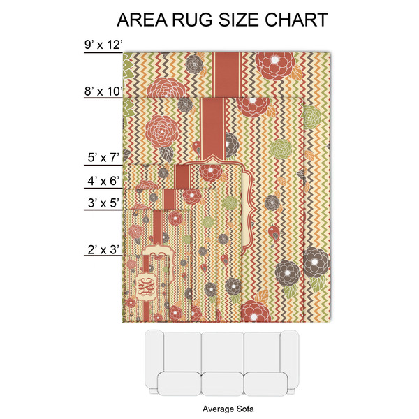 Chevron & Fall Flowers 2'x3' Indoor Area Rugs - Size Chart