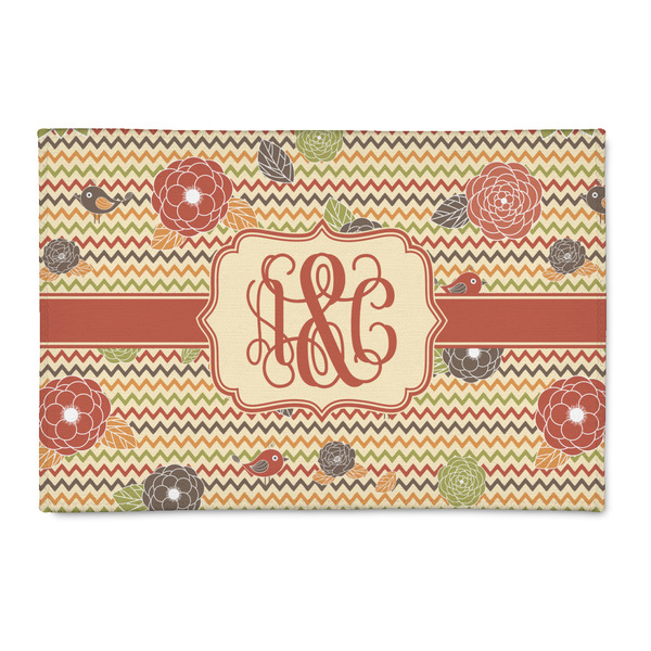 Custom Chevron & Fall Flowers 2' x 3' Patio Rug (Personalized)