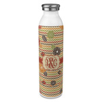 Chevron & Fall Flowers 20oz Stainless Steel Water Bottle - Full Print (Personalized)