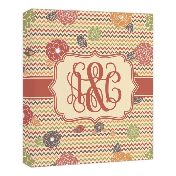 Custom Chevron & Fall Flowers Canvas Print - 20x24 (Personalized)