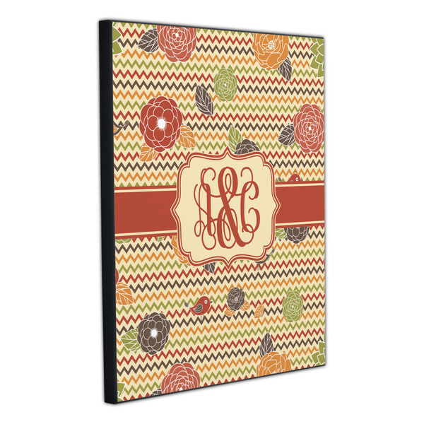 Chevron & Fall Flowers 20x24 Wood Print - Angle View