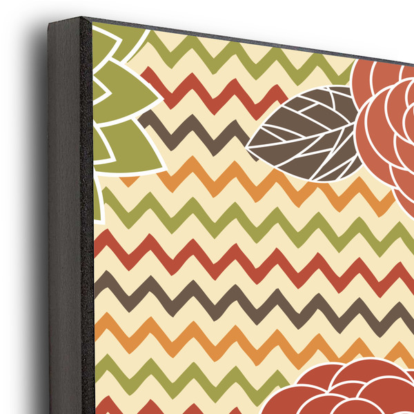 Chevron & Fall Flowers 20x24 Wood Print - Closeup