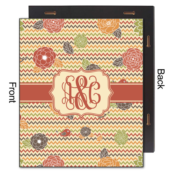 Chevron & Fall Flowers 20x24 Wood Print - Front & Back View