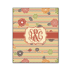 Chevron & Fall Flowers Wood Print - 20x24 (Personalized)