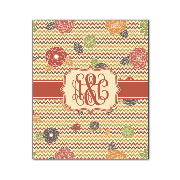 Chevron & Fall Flowers 20x24 Wood Print - Front View