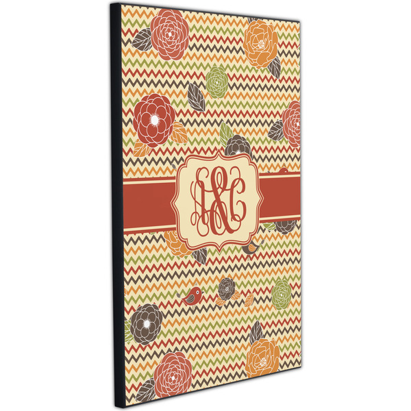 Chevron & Fall Flowers 20x30 Wood Print - Angle View
