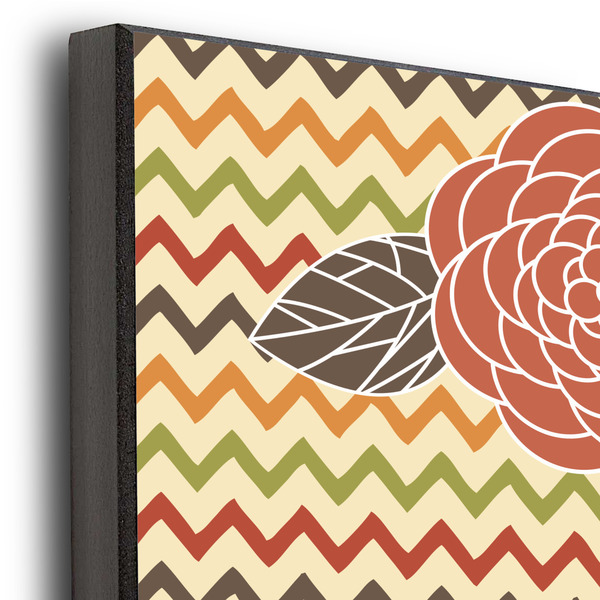 Chevron & Fall Flowers 20x30 Wood Print - Closeup