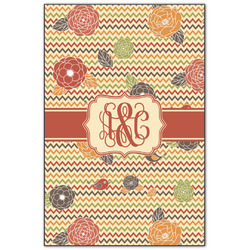 Chevron & Fall Flowers Wood Print - 20x30 (Personalized)