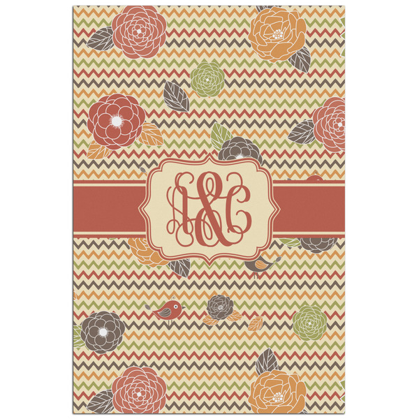 Custom Chevron & Fall Flowers Poster - Matte - 24x36 (Personalized)