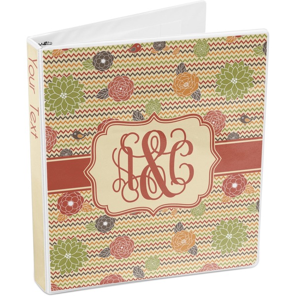 Chevron & Fall Flowers 3-Ring Binder 3/4 - Main