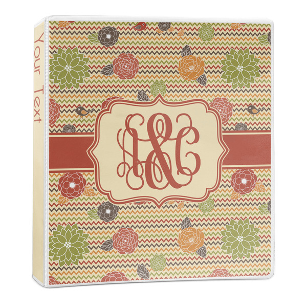 Chevron & Fall Flowers 3-Ring Binder Main- 1in