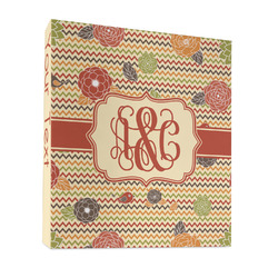 Chevron & Fall Flowers 3 Ring Binder - Full Wrap - 1" (Personalized)