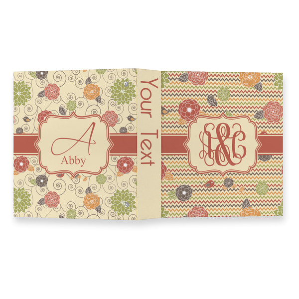 Chevron & Fall Flowers 3 Ring Binders - Full Wrap - 1" - OPEN OUTSIDE