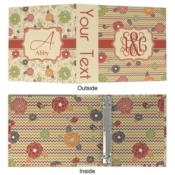 Chevron & Fall Flowers 3 Ring Binders - Full Wrap - 2" - APPROVAL