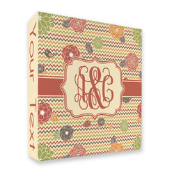 Chevron & Fall Flowers 3 Ring Binder - Full Wrap - 2" (Personalized)