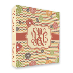Chevron & Fall Flowers 3 Ring Binder - Full Wrap (Personalized)
