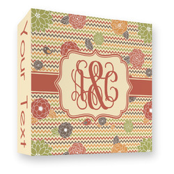 Chevron & Fall Flowers 3 Ring Binder - Full Wrap - 3" (Personalized)