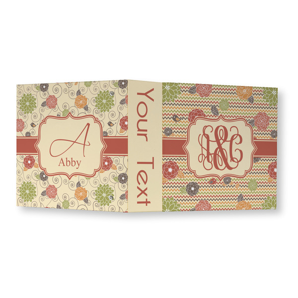 Chevron & Fall Flowers 3 Ring Binders - Full Wrap - 3" - OPEN OUTSIDE