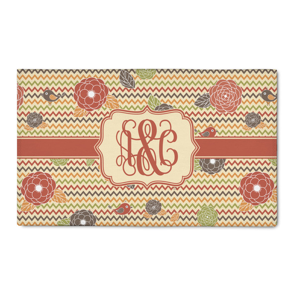 Custom Chevron & Fall Flowers 3' x 5' Indoor Area Rug (Personalized)