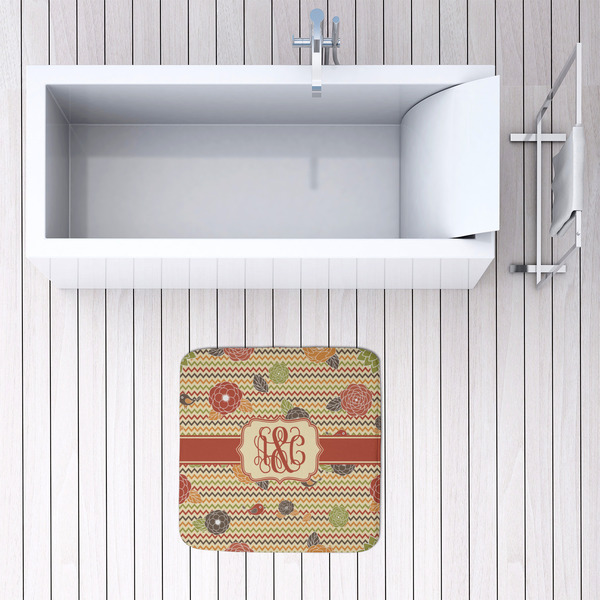 Chevron & Fall Flowers 48x48 Foam Memory Mat - LIFESTYLE