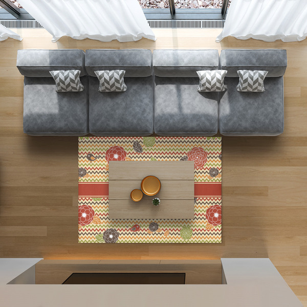 Chevron & Fall Flowers 5'x7' Indoor Area Rugs - IN CONTEXT